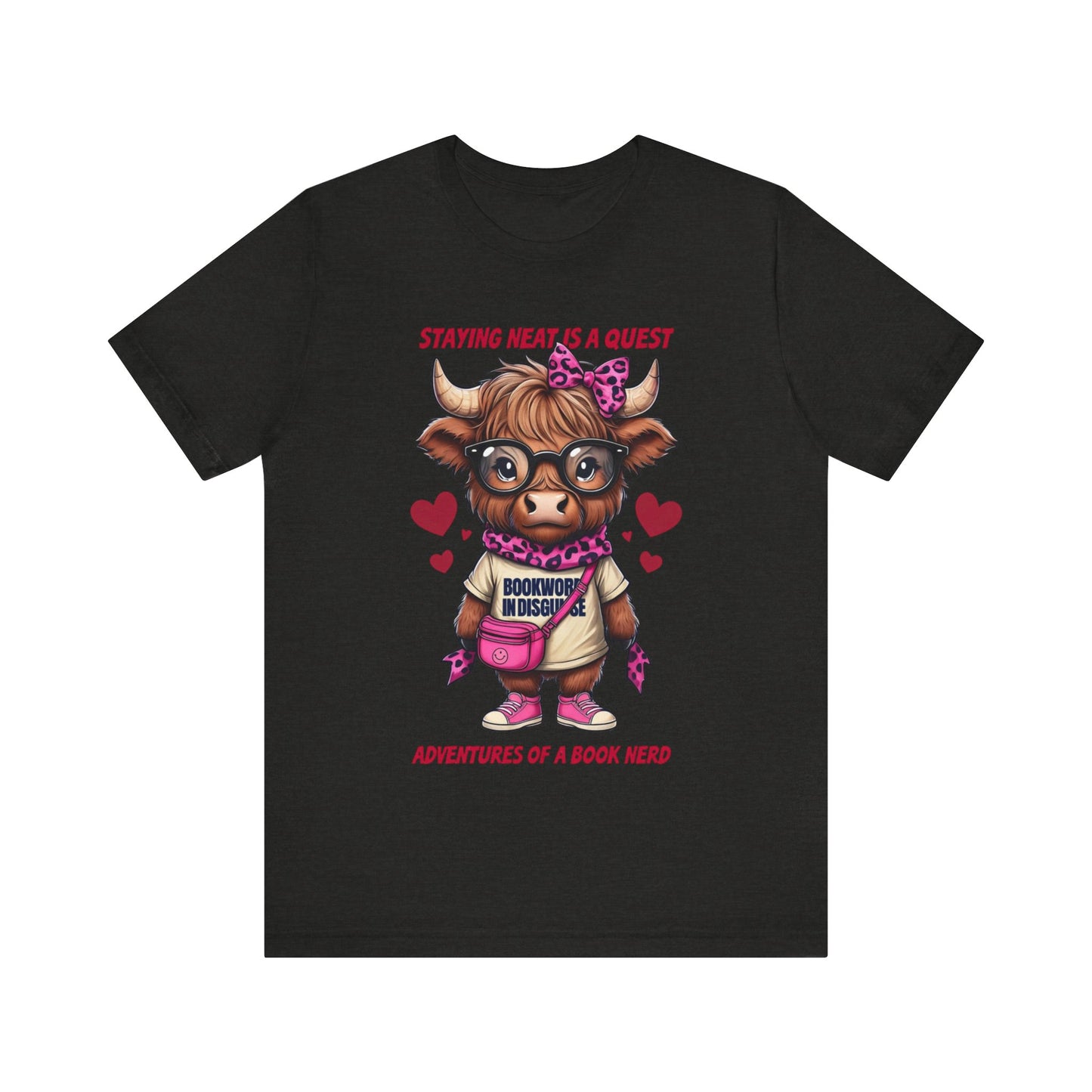Bookworm Cow Shirr Unisex Tee, Book Nerd Funny T-Shirt, Reading Lover Gift, Novelty Graphic Top, Literature Enthusiast Shirt