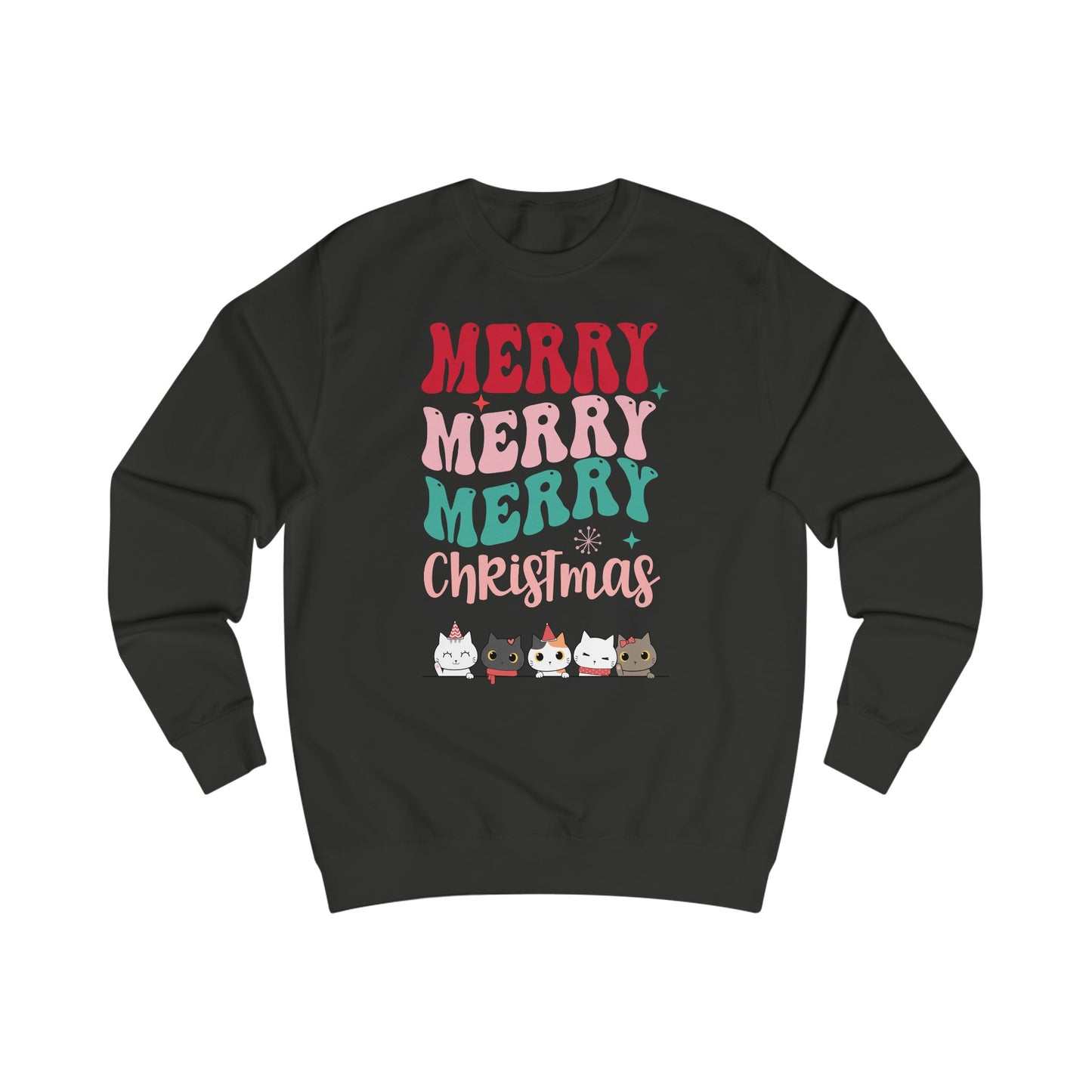 Christmas Cats Sweatshirt for Cat Mom gift for Christmas present for Cat Lady Groovy Font Kitty Sweater for Cat Lovers gifts for Her