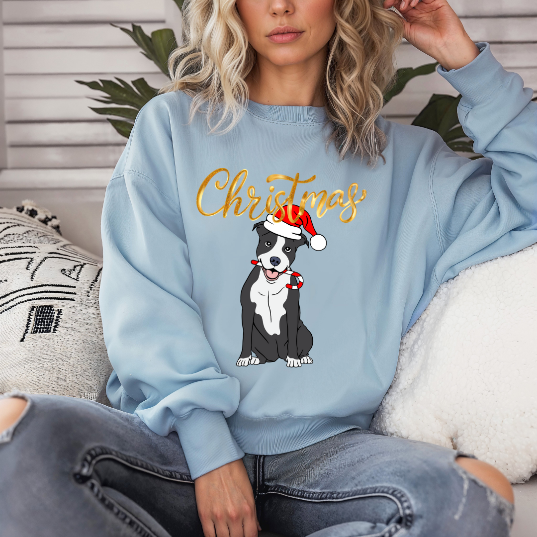 Christmas Sweatshirt for Pit Bull Lover gift for Pit Bull Mom gifts for Women's Sweatshirts for Christmas Cute Puppy Sweatshirt for Christmas gifts