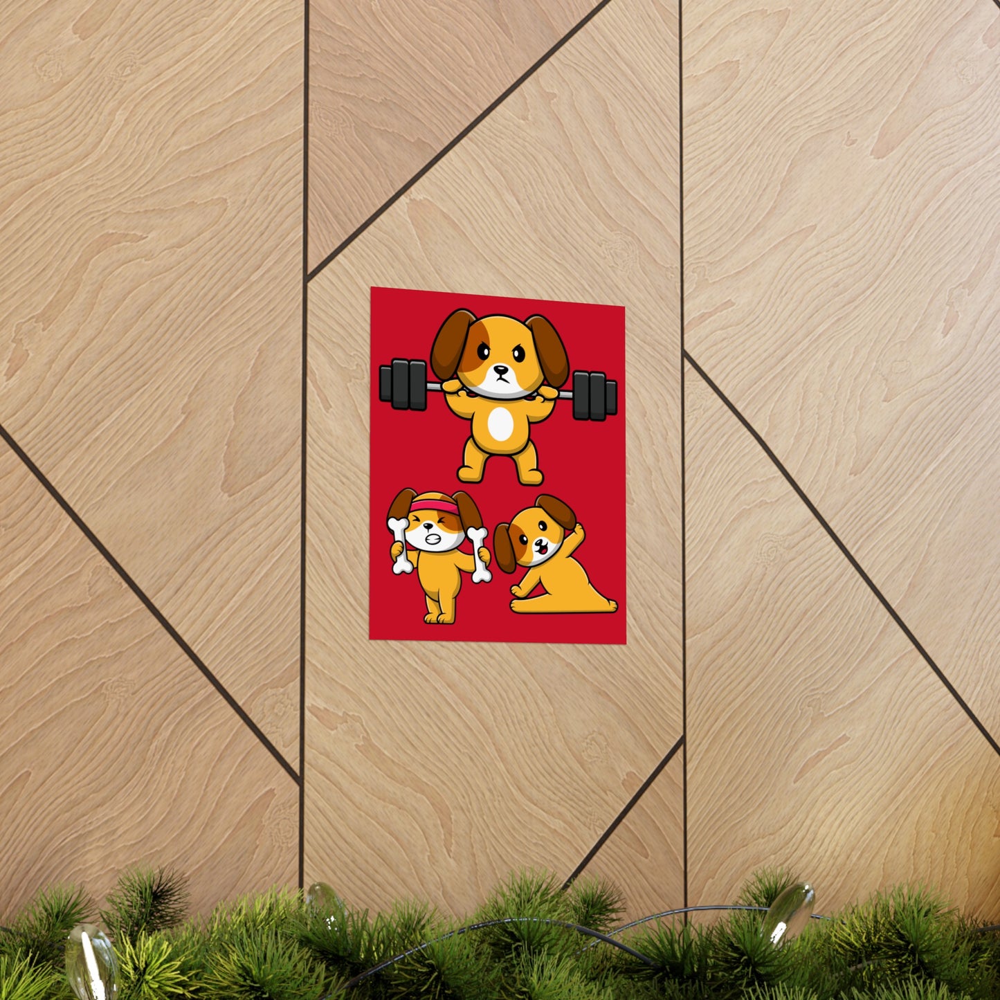 Gym Poster Funny Dog Lifting Weights Dogs Working Out Posters Powerlifting Puppy Poster for Workout Lover Gym Rat Home Gym Decor Wall Art