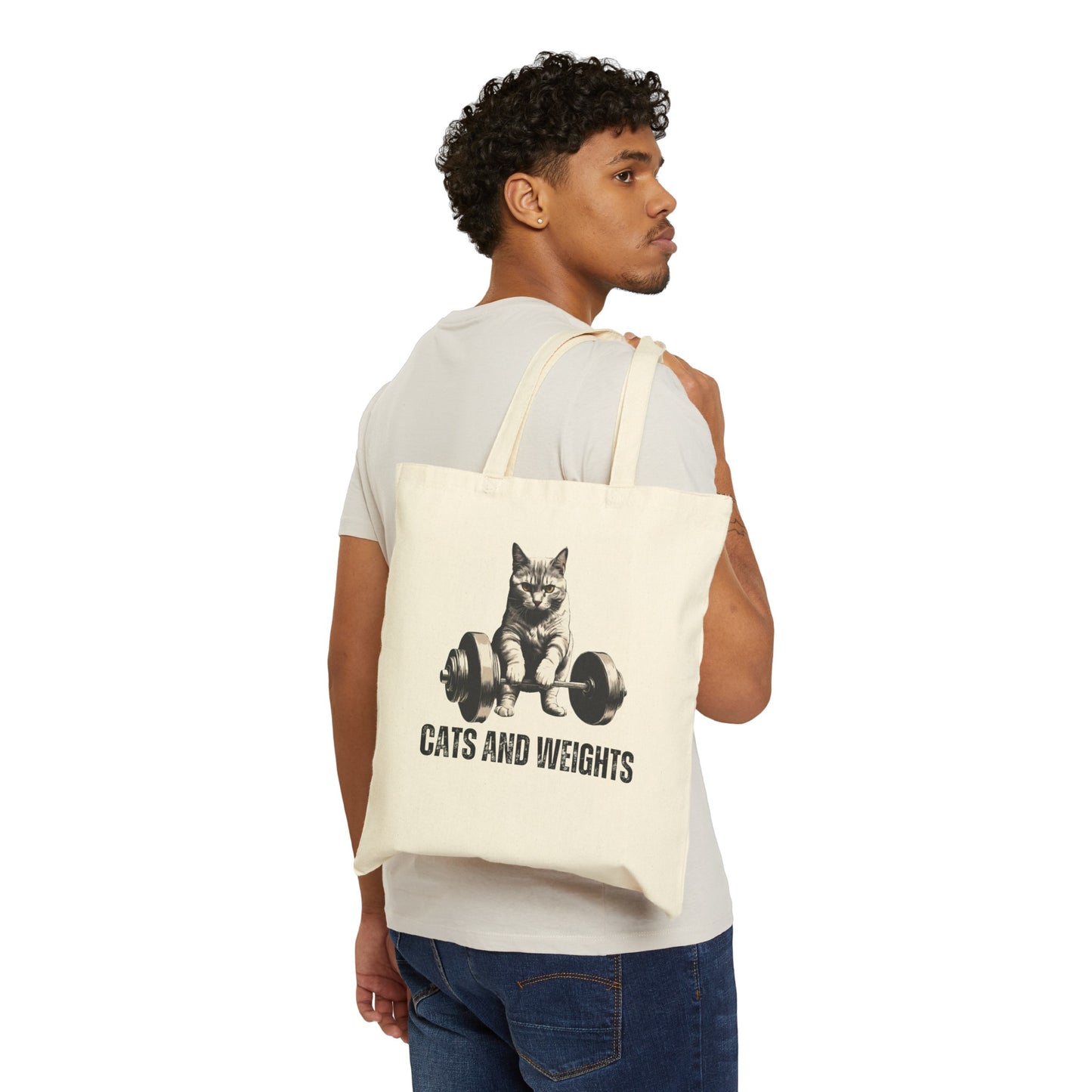 Funny Cat Deadlifting Tote Bag Funny Gym Bags for Cat Lovers gifts for Cat Mom Fitness Tote Bag for Workout lover Cute Kitty Cats Totes
