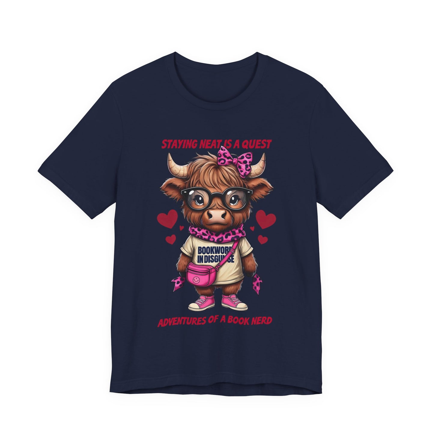 Bookworm Cow Shirr Unisex Tee, Book Nerd Funny T-Shirt, Reading Lover Gift, Novelty Graphic Top, Literature Enthusiast Shirt