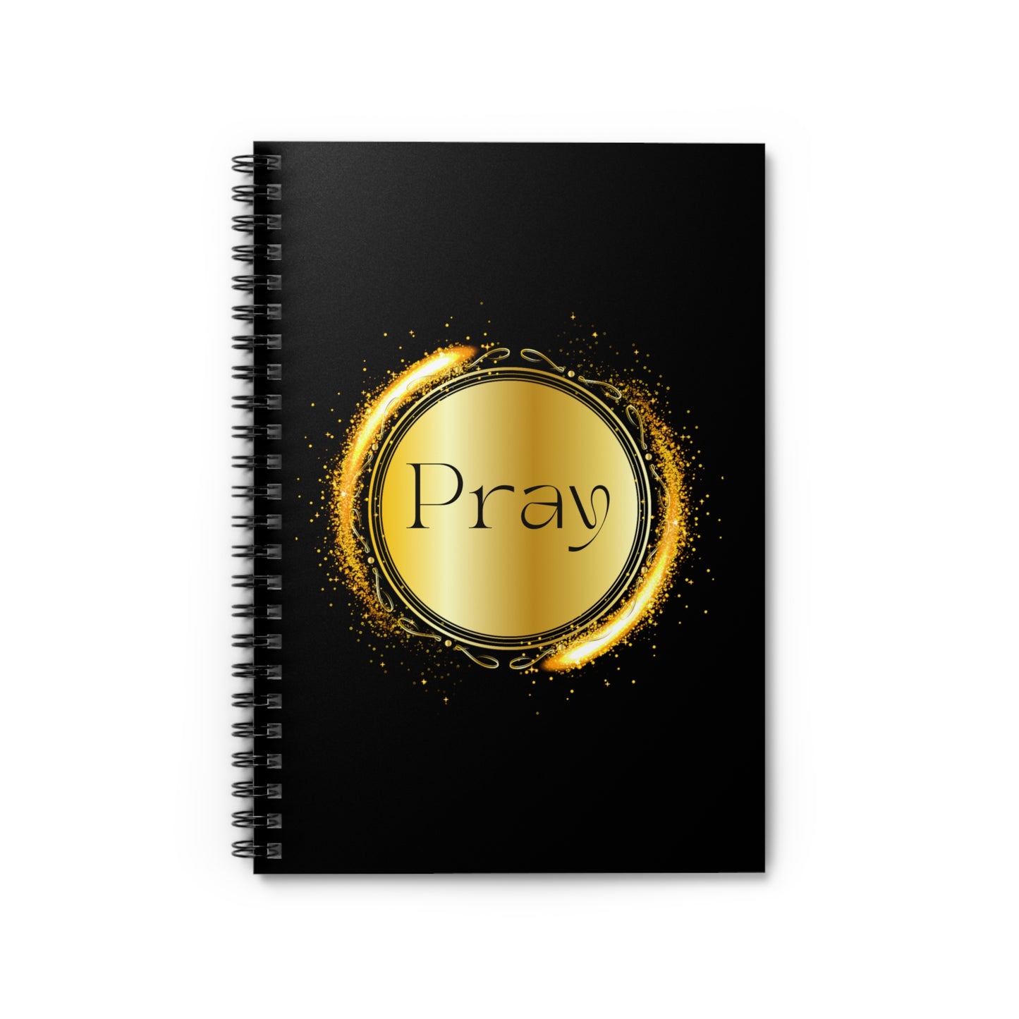 Prayer Journal - Beautiful Gold & Black Prayer Journal Pray Spiral Notebook - Ruled Line - Christian gift