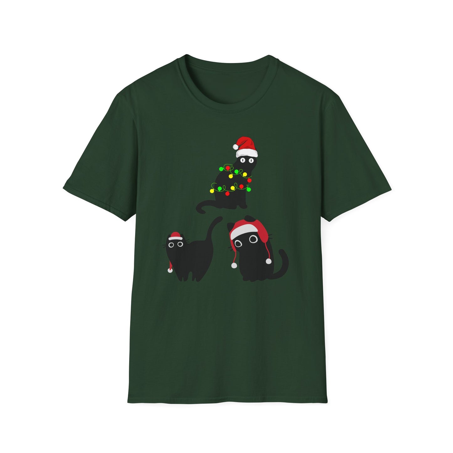 Christmas Cat T-shirt for Black Cat Lover gift for Christmas Kitty Tshirts for Cat Mom present for Christmas T Shirt for Funny Cats Tees