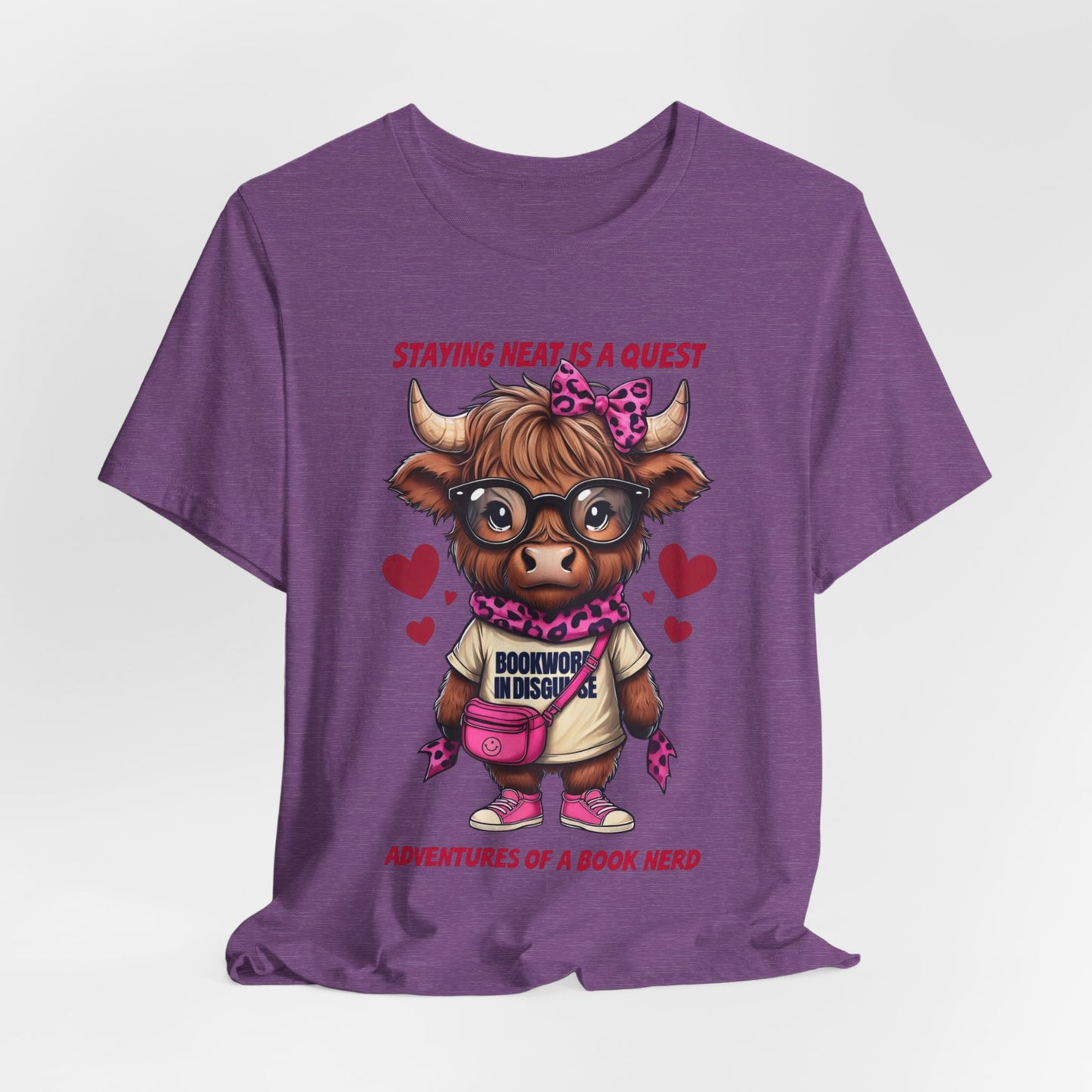 Bookworm Cow Shirr Unisex Tee, Book Nerd Funny T-Shirt, Reading Lover Gift, Novelty Graphic Top, Literature Enthusiast Shirt