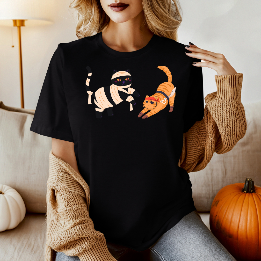 Halloween cats Shirt for Halloween Mumy Tshirt Spooky Season Cat Tee Halloween Cute Women Outfit Halloween Gift for Cat Lovers Funny tee