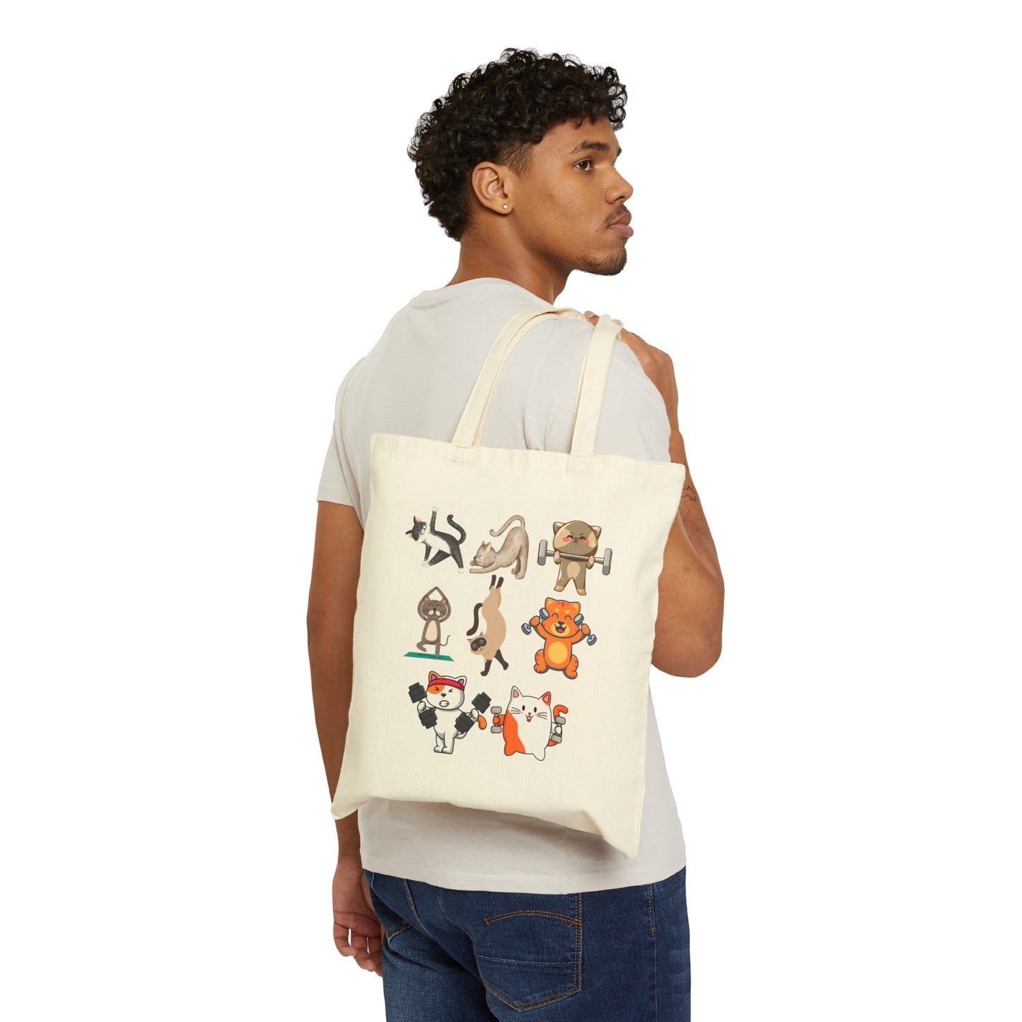 Funny Cats Working out Tote Bag Funny Gym Bags for Cat Lovers gifts for Cat Mom Fitness Tote Bag for Workout lover Cute Kitty Cats Totes
