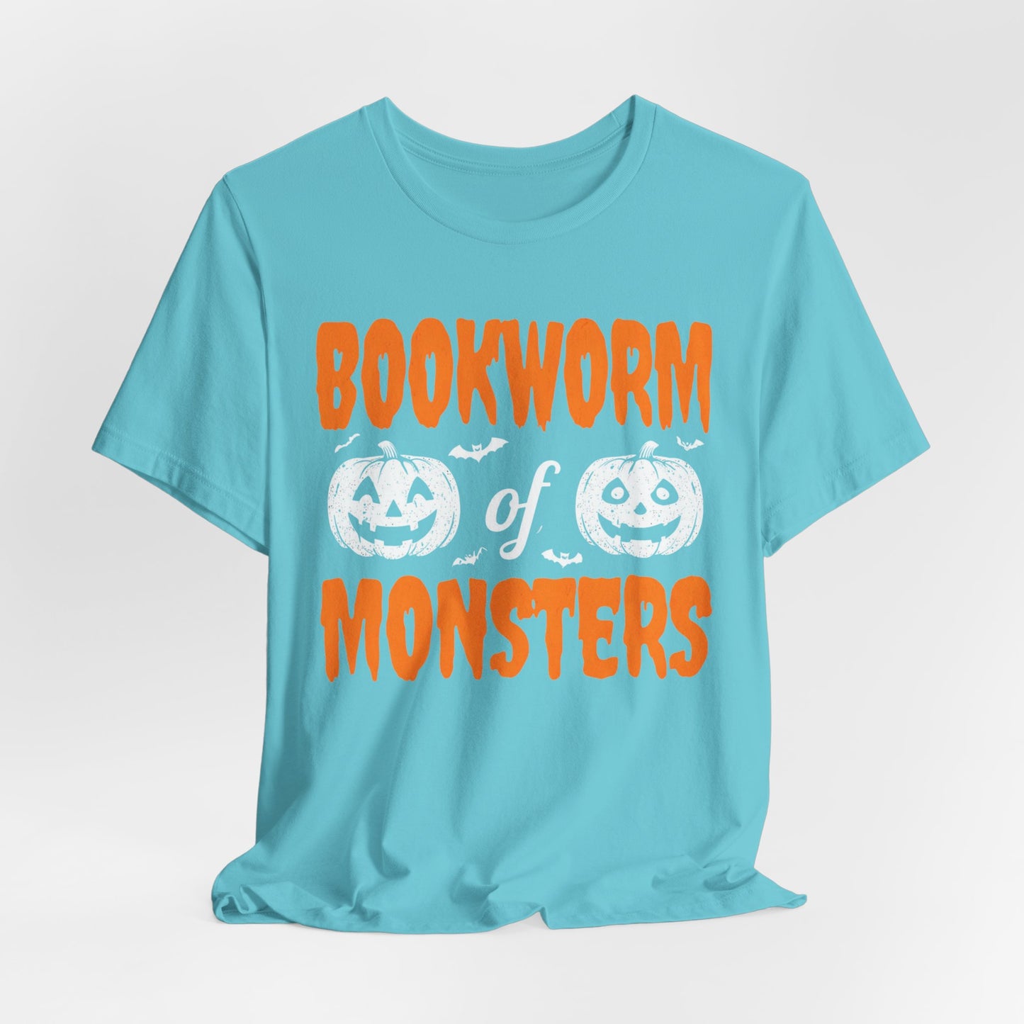 Bookworm of Monsters Halloween Tee, Reading Lover T-Shirt, Unisex Jersey Shirt, Halloween Book Shirt, Monster Lover Gift