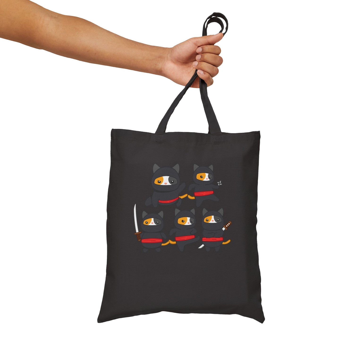 Funny Ninja Cat Tote Bag for Cat Lover gift for Her Samurai Cats Bags for Kitty Mom gifts for Cat Dad Funny gifts for Friend