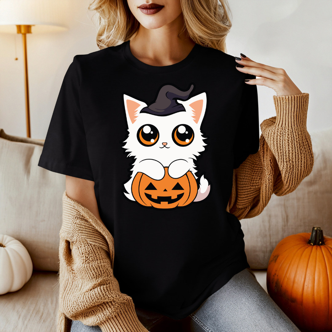 Halloween Cat Shirt for Cute Cat Tee shirts for her gifts for Halloween T-shirt for Cat Lover T Shirt for Cat Mom gifts for Kitty T Shirts