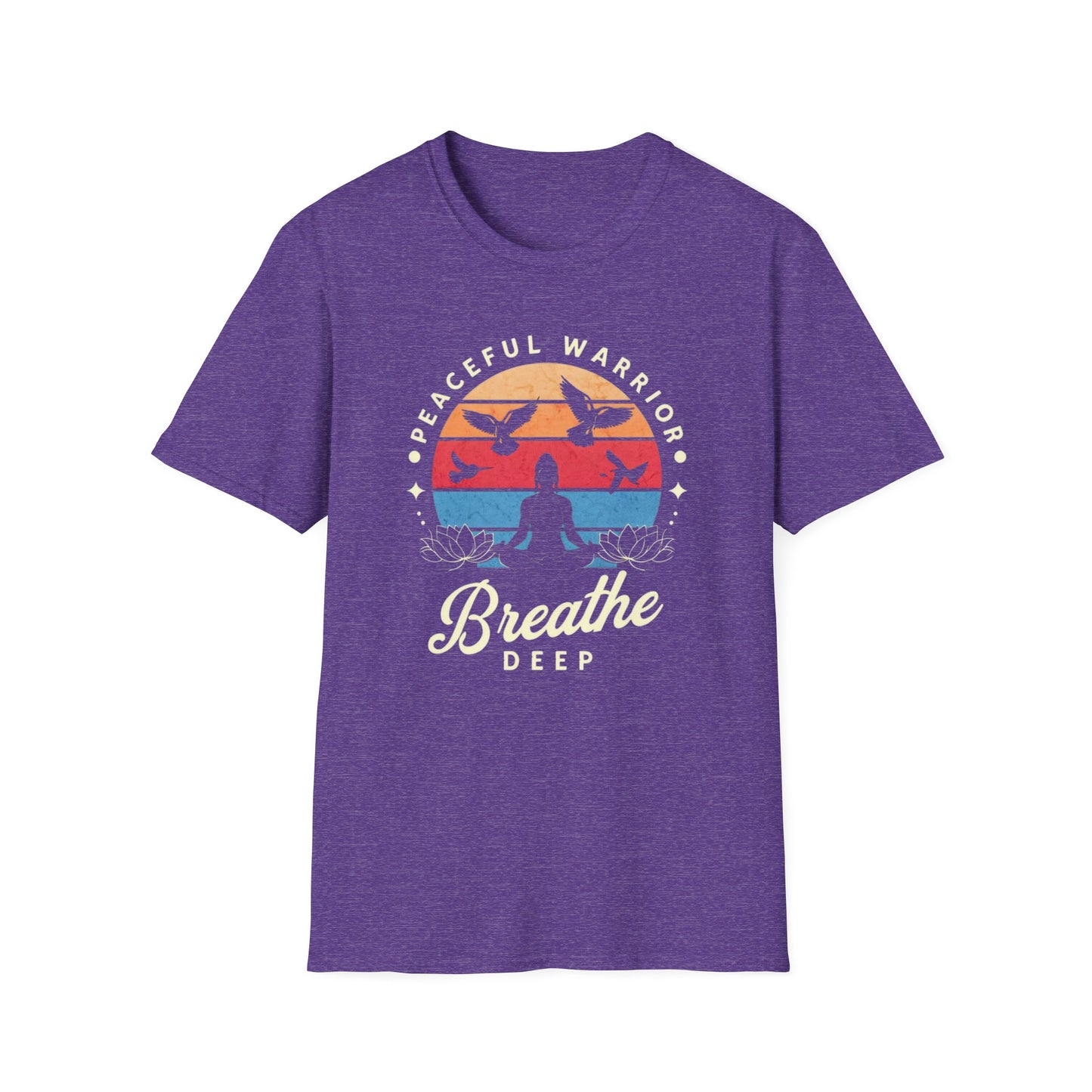 Yoga T Shirt for Yoga Lover gifts for Gym Tshirt Workout Tops for Women gift Peaceful Warrior Tee Breathe Deeply Tee Shirts for Yoga gift