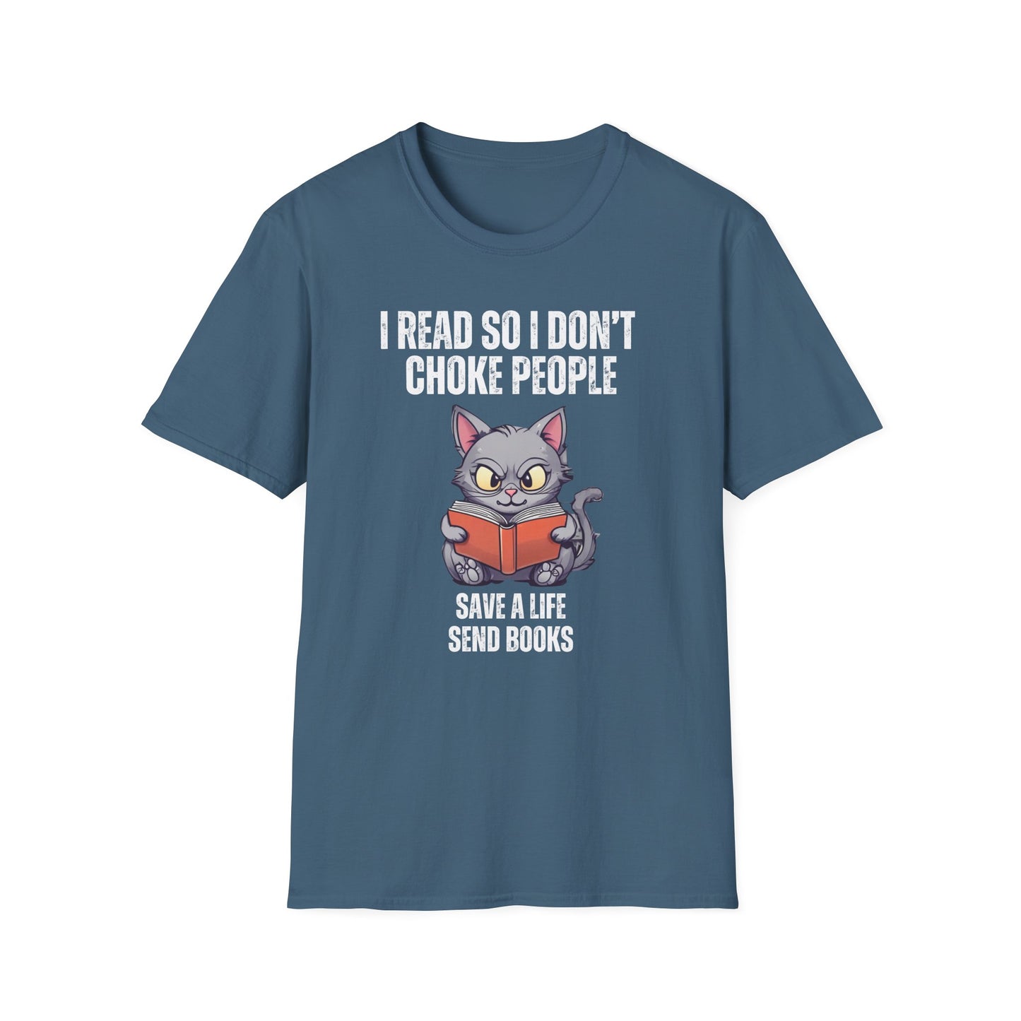 Angry Cat Reading T-shirt Funny Kitty Shirts for Reader gift Book Lover gifts for Bookish T Shirts Save A Life Send Books Book Pun T Shirt