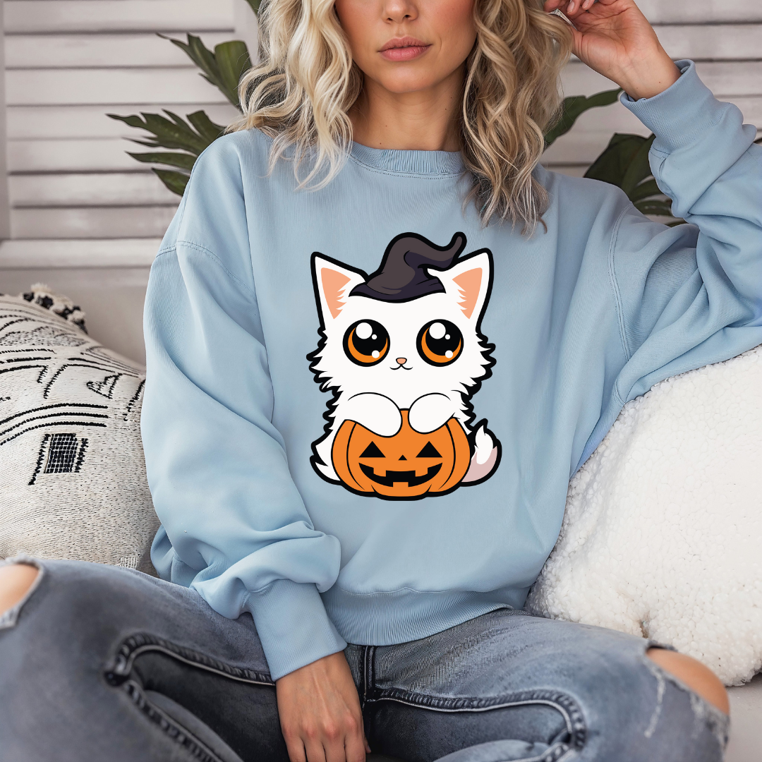 Halloween Cat Sweatshirt for Halloween gifts for Cat Mom gifts for Cat Lovers Sweatshirts Kitty Sweater for Halloween Sweaters for her gift