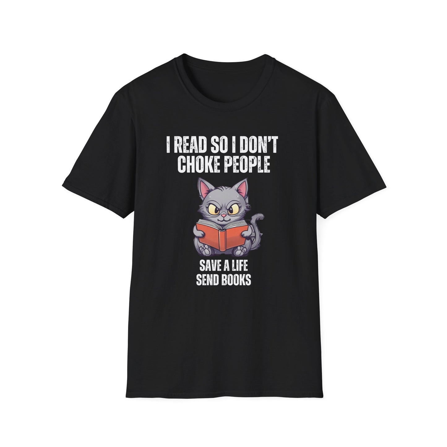 Angry Cat Reading T-shirt Funny Kitty Shirts for Reader gift Book Lover gifts for Bookish T Shirts Save A Life Send Books Book Pun T Shirt