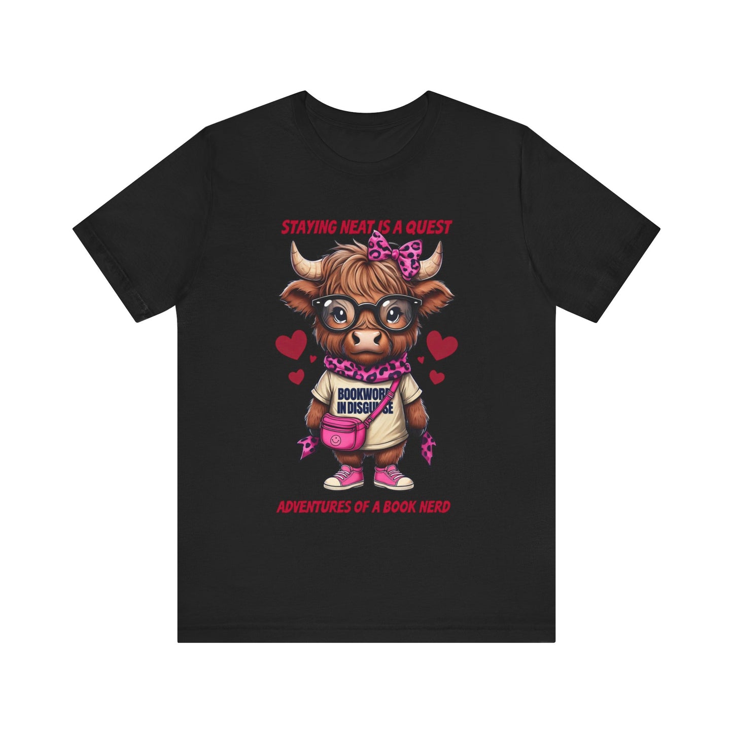 Bookworm Cow Shirr Unisex Tee, Book Nerd Funny T-Shirt, Reading Lover Gift, Novelty Graphic Top, Literature Enthusiast Shirt