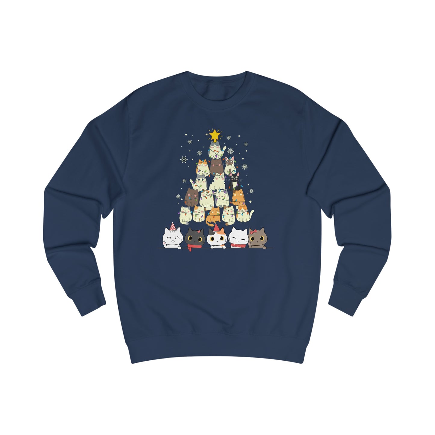 Cute Christmas Cat Sweatshirt for Christmas Lover gift for Cat Lover gifts for Christmas Party Sweater for Kitty Sweatshirts for Women