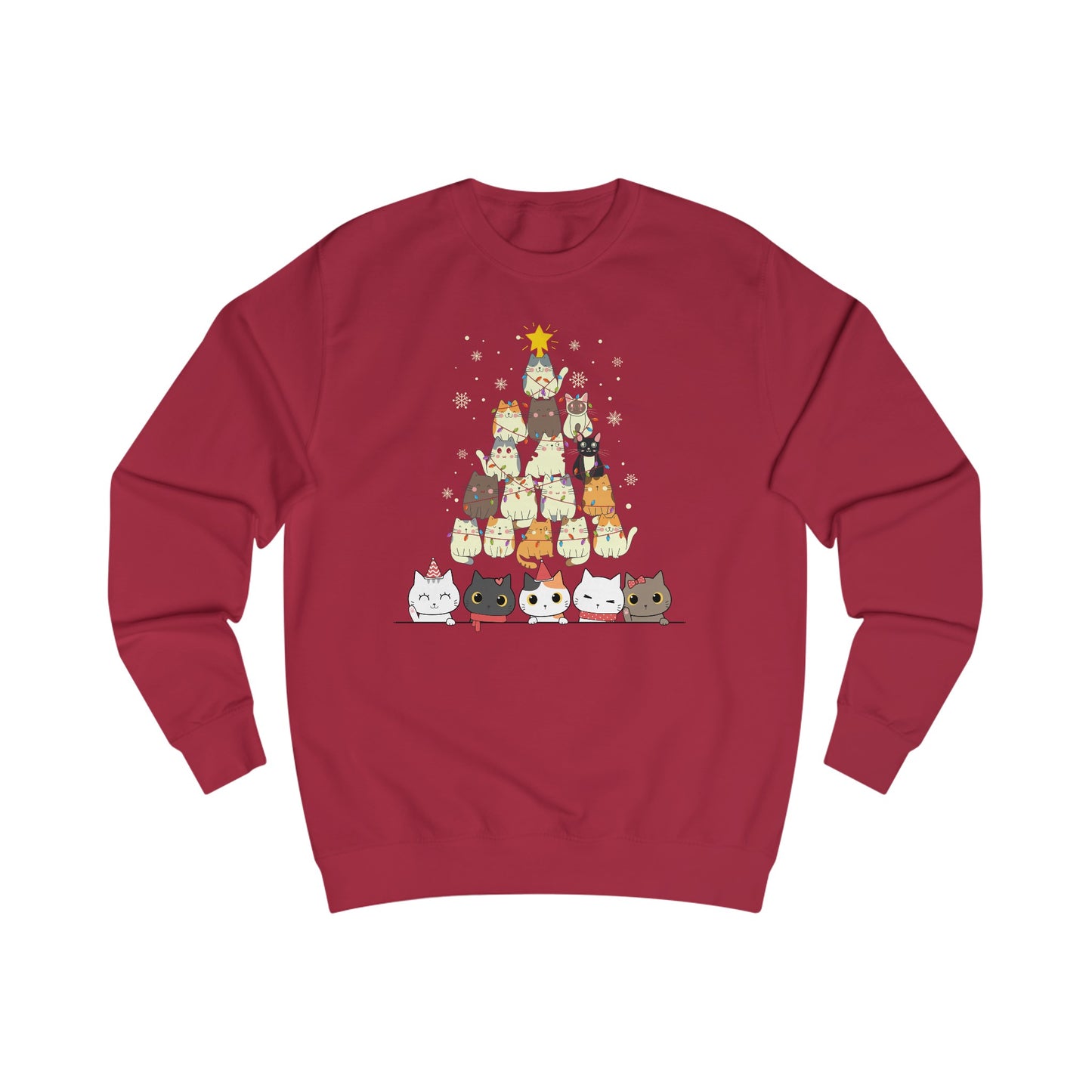 Cute Christmas Cat Sweatshirt for Christmas Lover gift for Cat Lover gifts for Christmas Party Sweater for Kitty Sweatshirts for Women