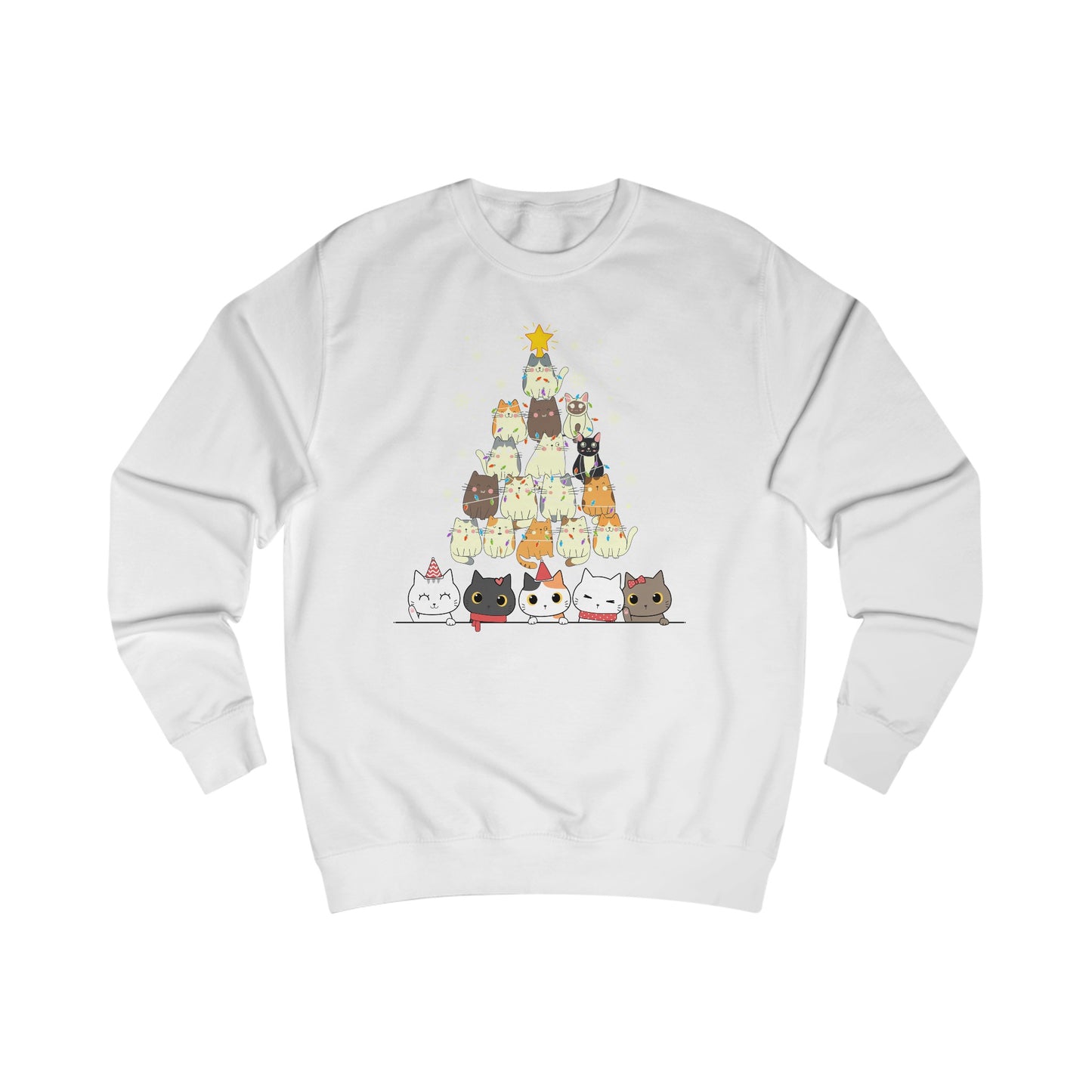 Cute Christmas Cat Sweatshirt for Christmas Lover gift for Cat Lover gifts for Christmas Party Sweater for Kitty Sweatshirts for Women