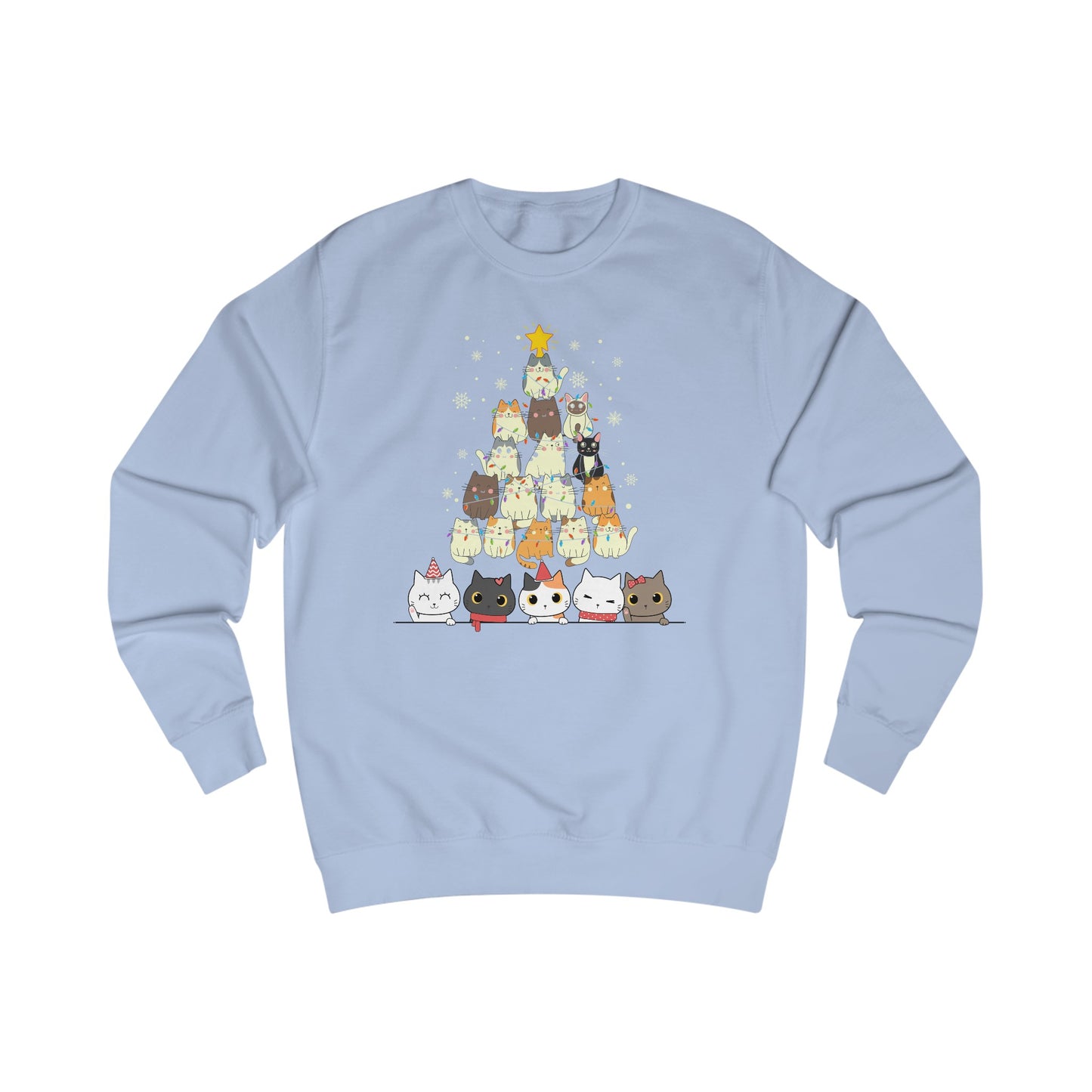 Cute Christmas Cat Sweatshirt for Christmas Lover gift for Cat Lover gifts for Christmas Party Sweater for Kitty Sweatshirts for Women