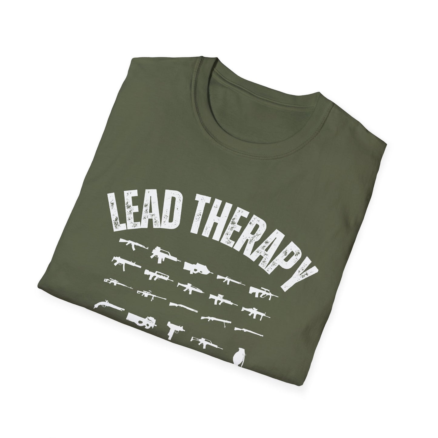 Gun Lover Lead Therapy Shooting Range Unisex Softstyle T-Shirt, Cool Second Amendment Tee, Gun Enthusiast Gift, Firearms Clothing, Pro-2A