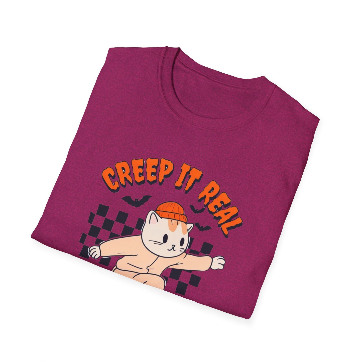 Creep It Real Tshirt Halloween T-shirt Ghost Skateboarding Shirt Halloween T Shirt for Skater gift for Cat Lover gifts Cat Halloween T-shirt