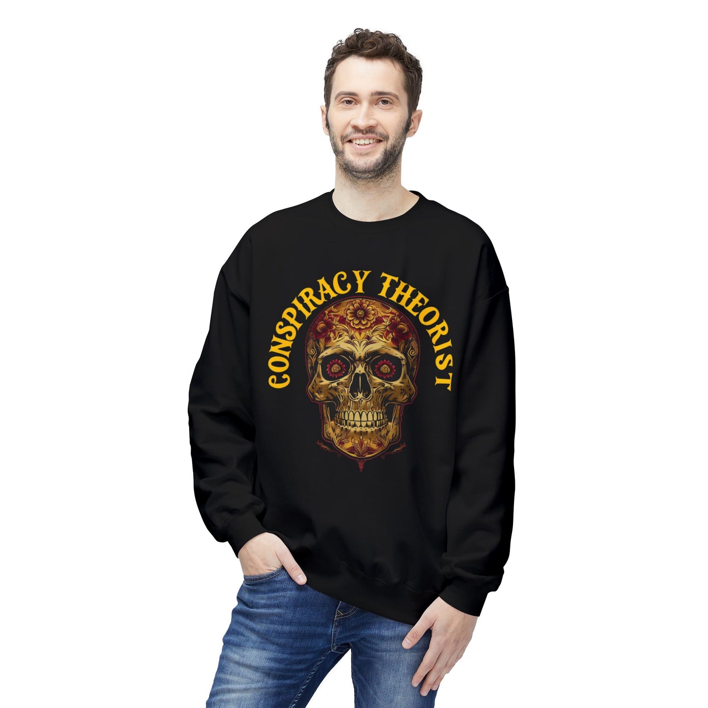 Conspiracy Theorist Sweatshirt for Funny Sweatshirts forConspiracy Theorists gifts for Christmas present for Friend gift Skull Sweater