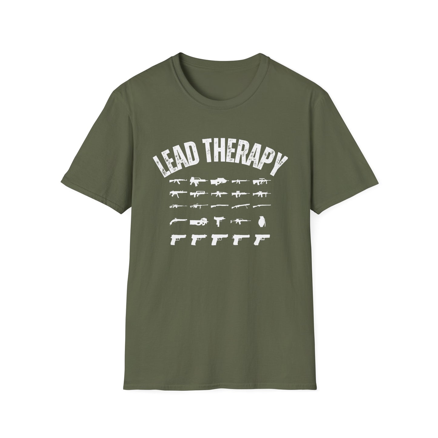 Gun Lover Lead Therapy Shooting Range Unisex Softstyle T-Shirt, Cool Second Amendment Tee, Gun Enthusiast Gift, Firearms Clothing, Pro-2A
