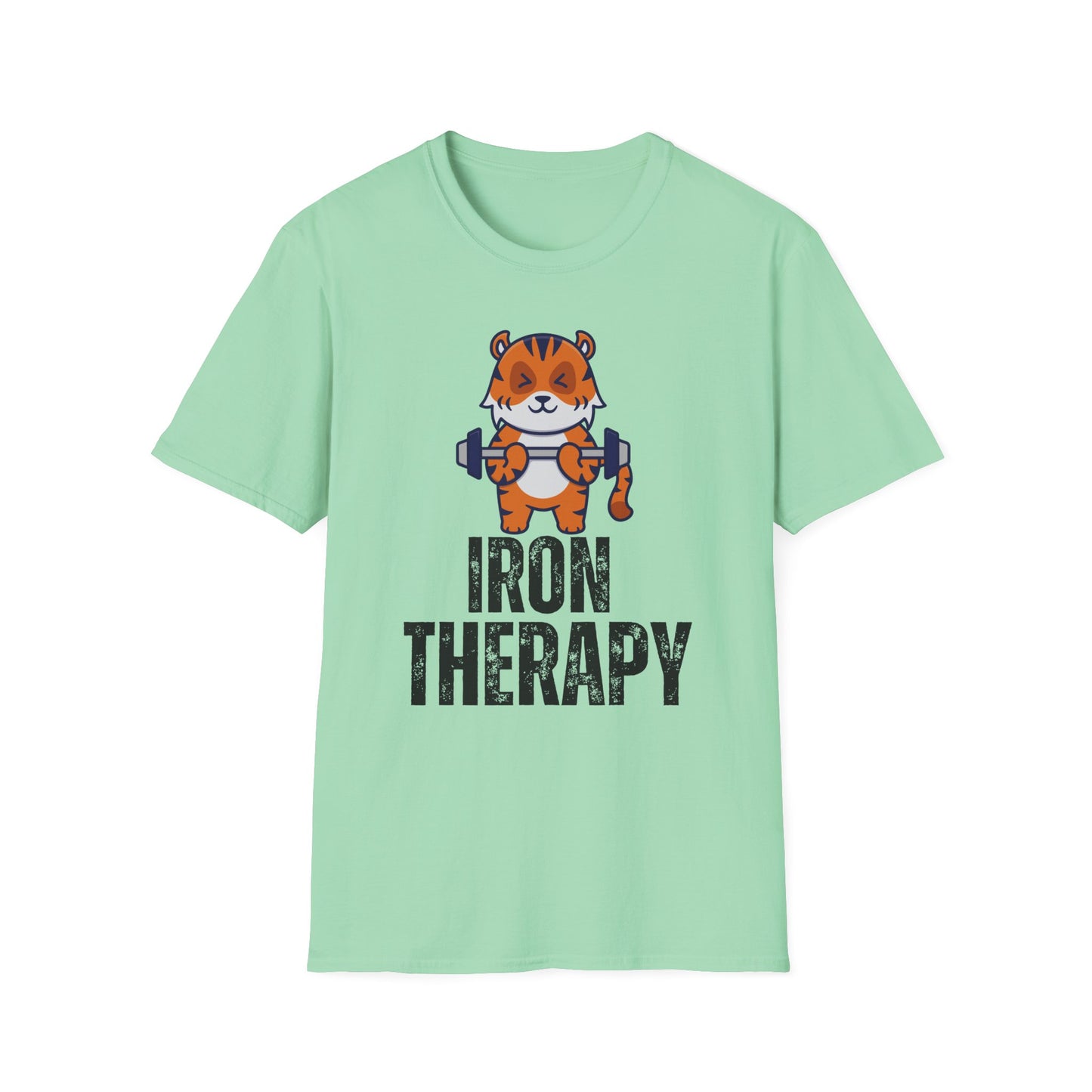 Tiger Working out T-shirt IRON THERAPY T Shirt for Gym Lover gift for Fitness Lover T Shirt for Cross Fit Lover Weightlifting Tee