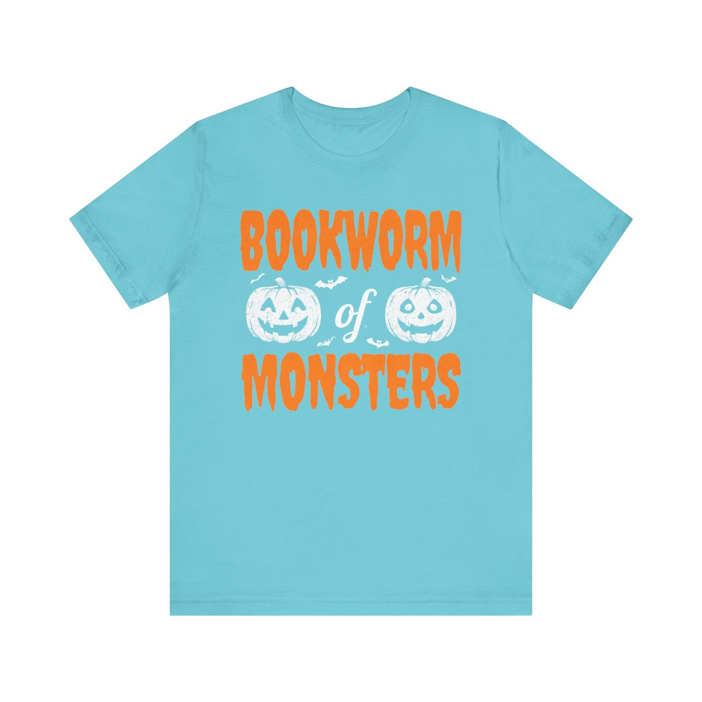 Bookworm of Monsters Halloween Tee, Reading Lover T-Shirt, Unisex Jersey Shirt, Halloween Book Shirt, Monster Lover Gift