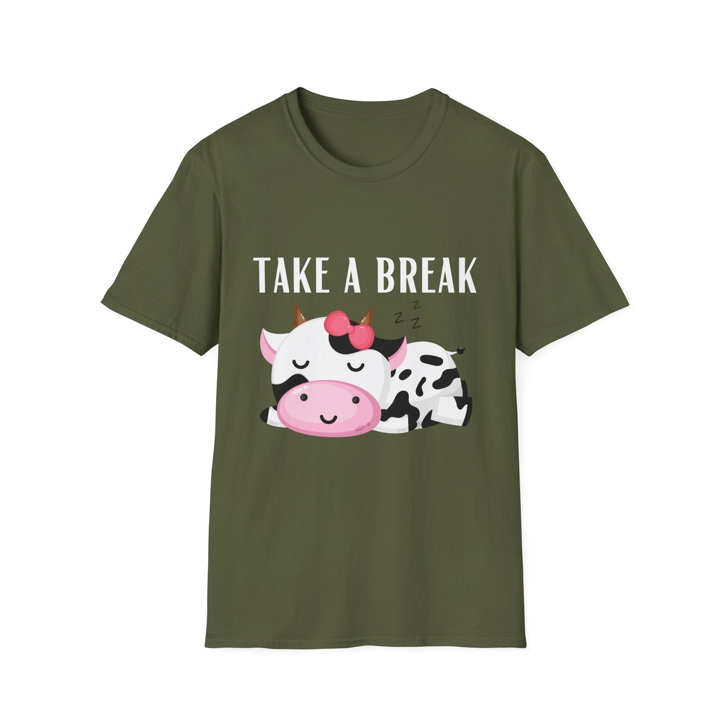 Cow T-shirt for Cow Lovers gift Funny Cow Shirt TAKE A BREAK Tee Women's Cozy T-shirt Soft Shirt for Women