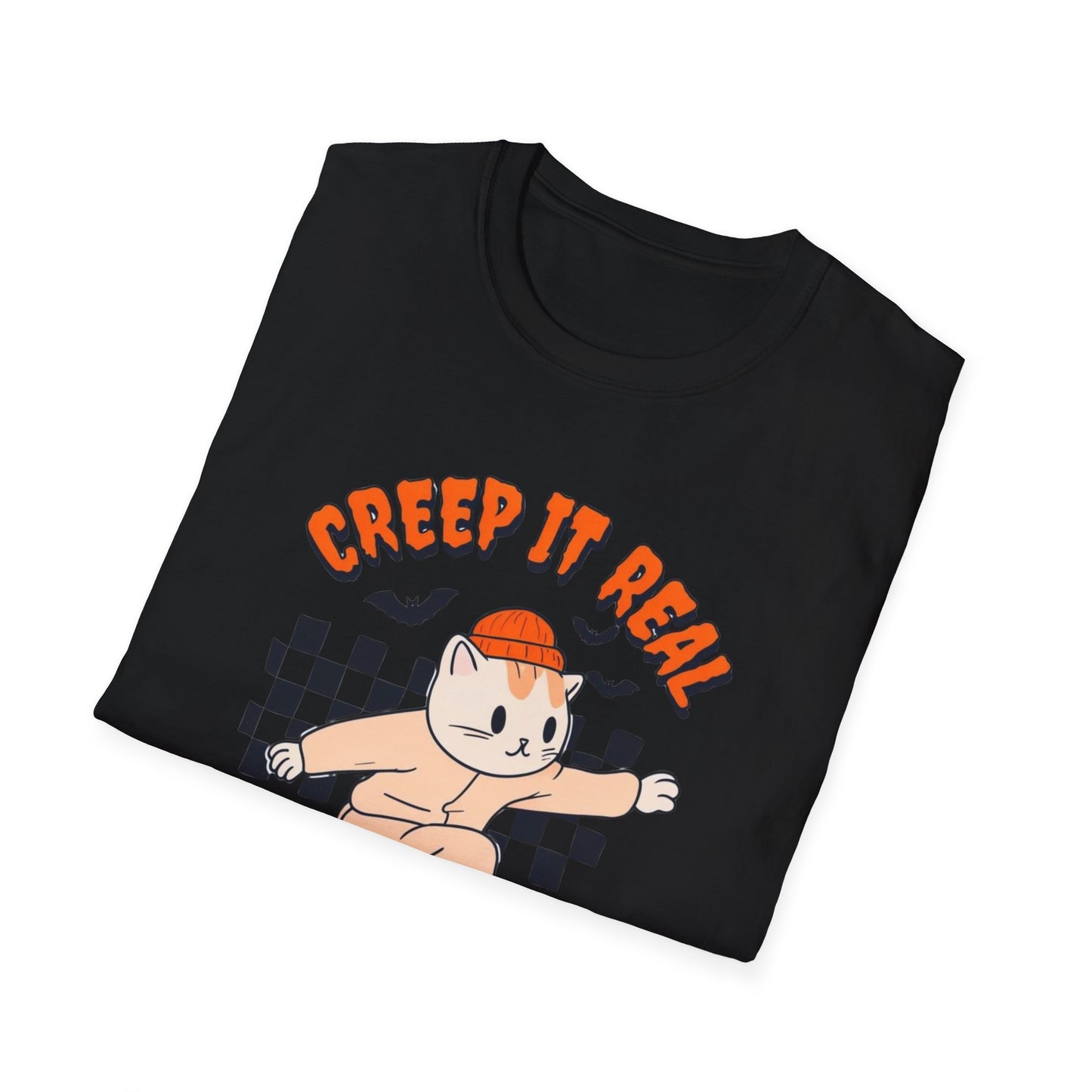 Creep It Real Tshirt Halloween T-shirt Ghost Skateboarding Shirt Halloween T Shirt for Skater gift for Cat Lover gifts Cat Halloween T-shirt