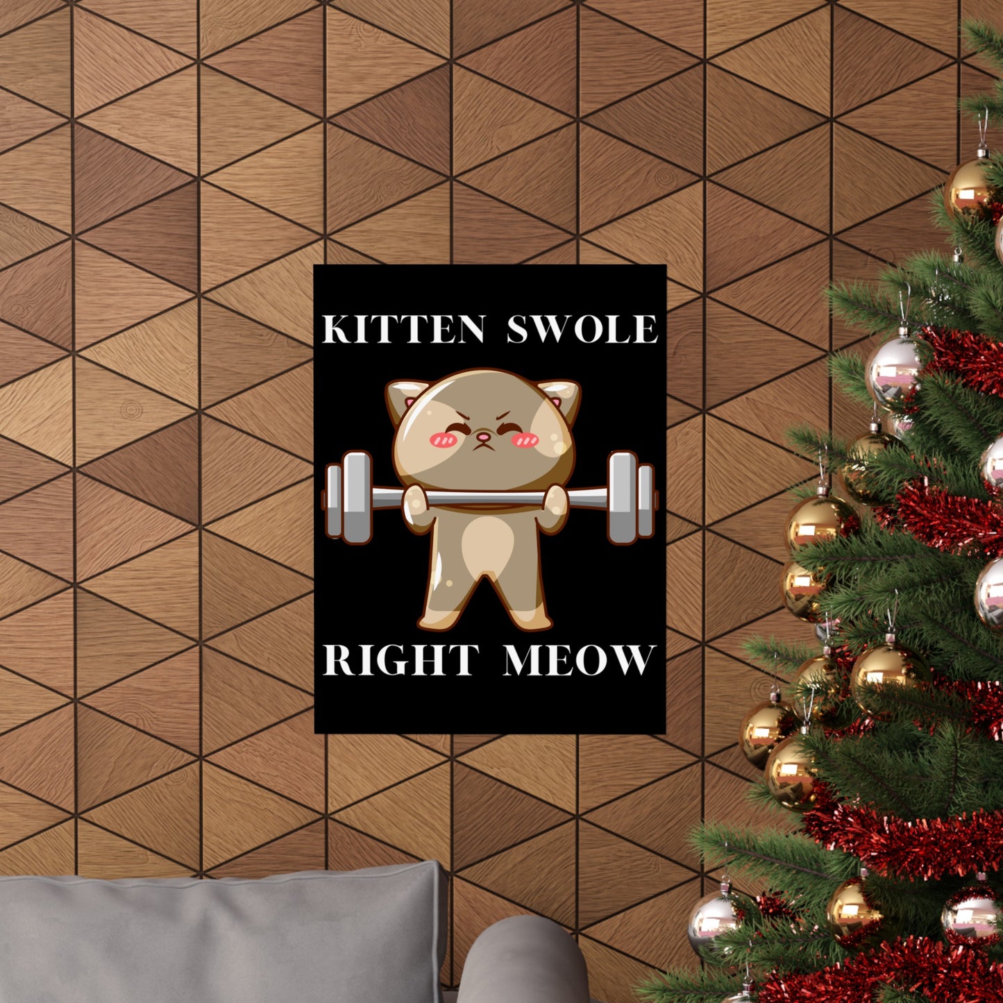 Gym Poster for Cat Lovers gift for Cat Lover gifts for Gym Rat Powerlifter Weightlifter gift ideas for Mom Funny Cat Weightlifting Posters