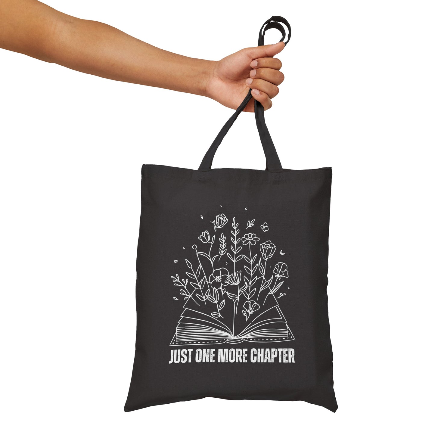 Bookish Tote Bag for Book Carrier Tote Bag for Book Lover gift for Reading Bags for Librarian Just One More Chapter Book Bag Floral Tote Bag