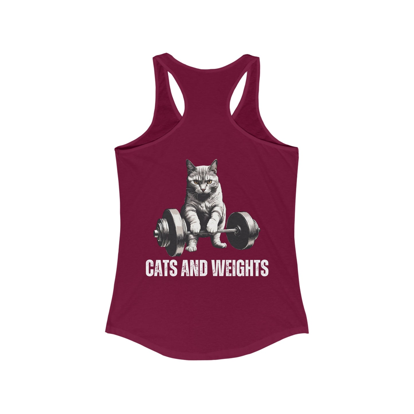 BACK DESIGN Cats and Weights Tank Top Cats Lifting Weights Powerlifting Kitty Tank Tops