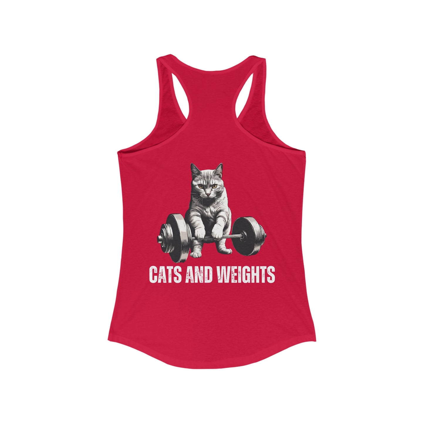 BACK DESIGN Cats and Weights Tank Top Cats Lifting Weights Powerlifting Kitty Tank Tops