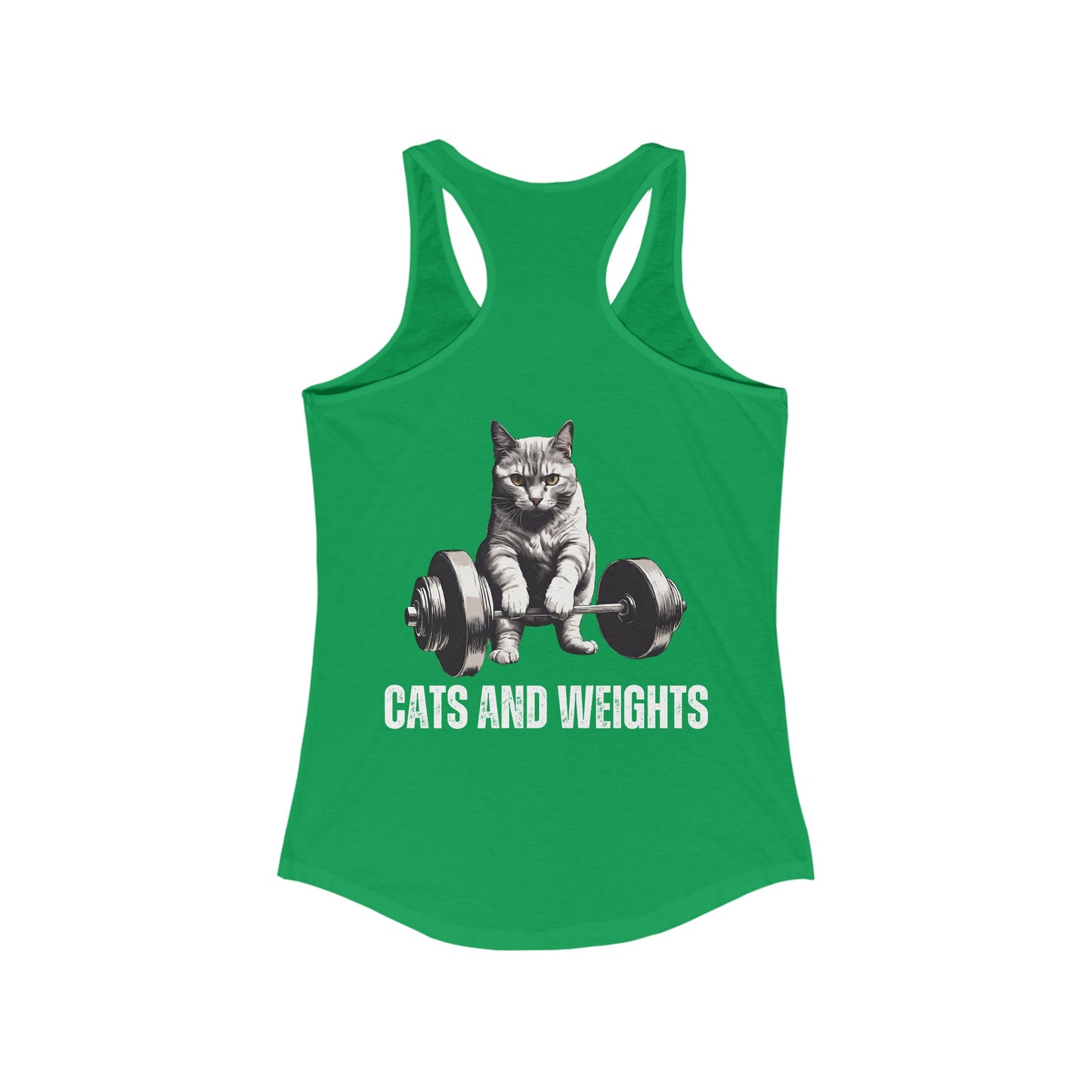 BACK DESIGN Cats and Weights Tank Top Cats Lifting Weights Powerlifting Kitty Tank Tops