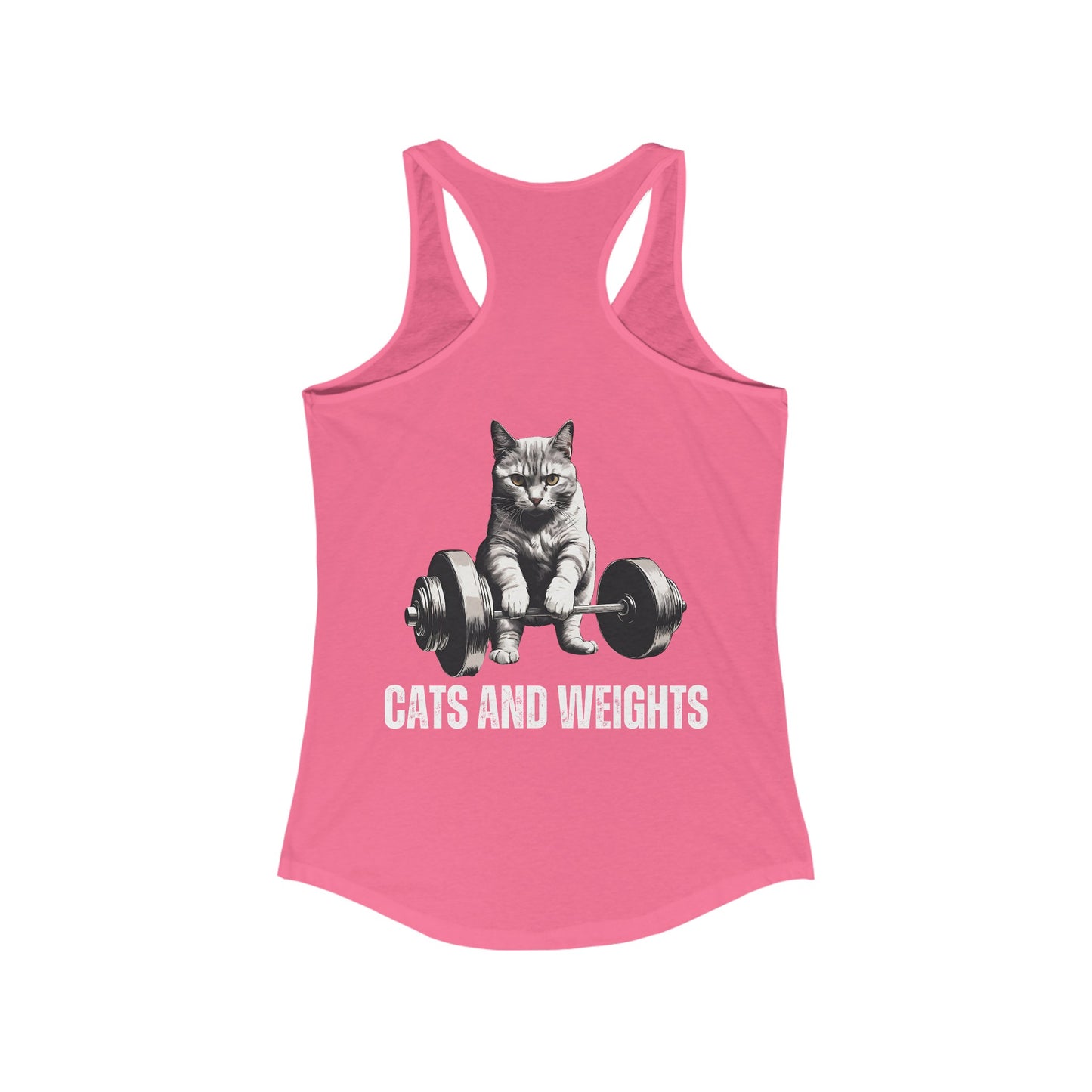 BACK DESIGN Cats and Weights Tank Top Cats Lifting Weights Powerlifting Kitty Tank Tops