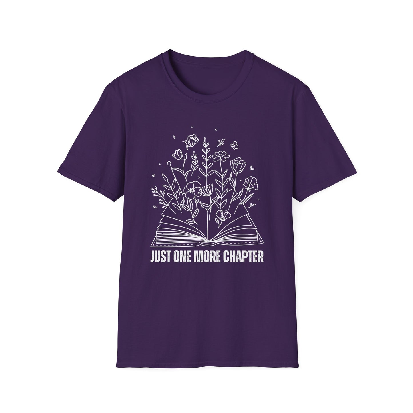 Just One More Chapter T Shirt Bookish Shirts BookWorm Floral Print Tee Book Addict T-Shirt - Reading Lover gift for Reader Shirt Librarian gift for Mom gifts for Library