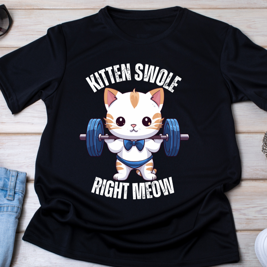 KITTEN Swole Right MEOW Funny Cat Shirt for Cat Lovers gift for Cat Lover gift for Her, Funny Workout Shirts for Gym Lover gift for Him