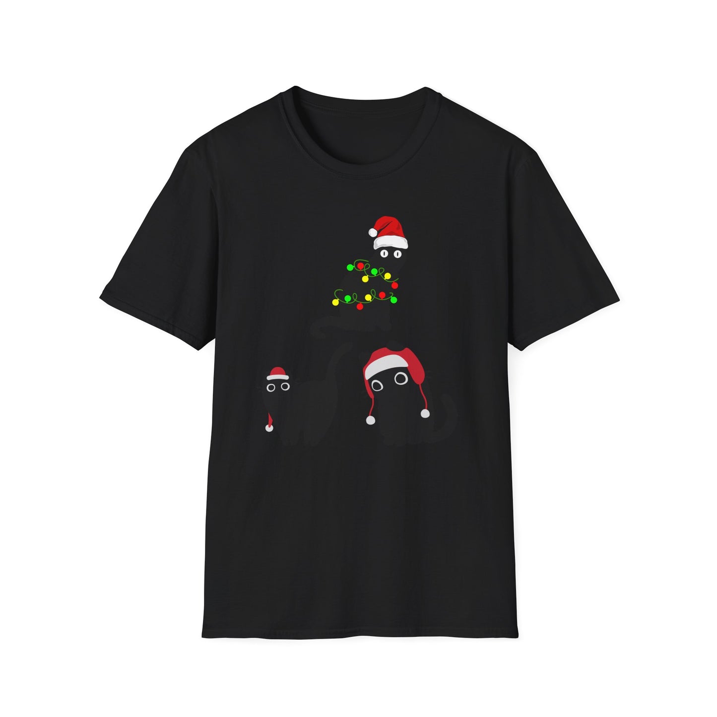 Christmas Cat T-shirt for Black Cat Lover gift for Christmas Kitty Tshirts for Cat Mom present for Christmas T Shirt for Funny Cats Tees