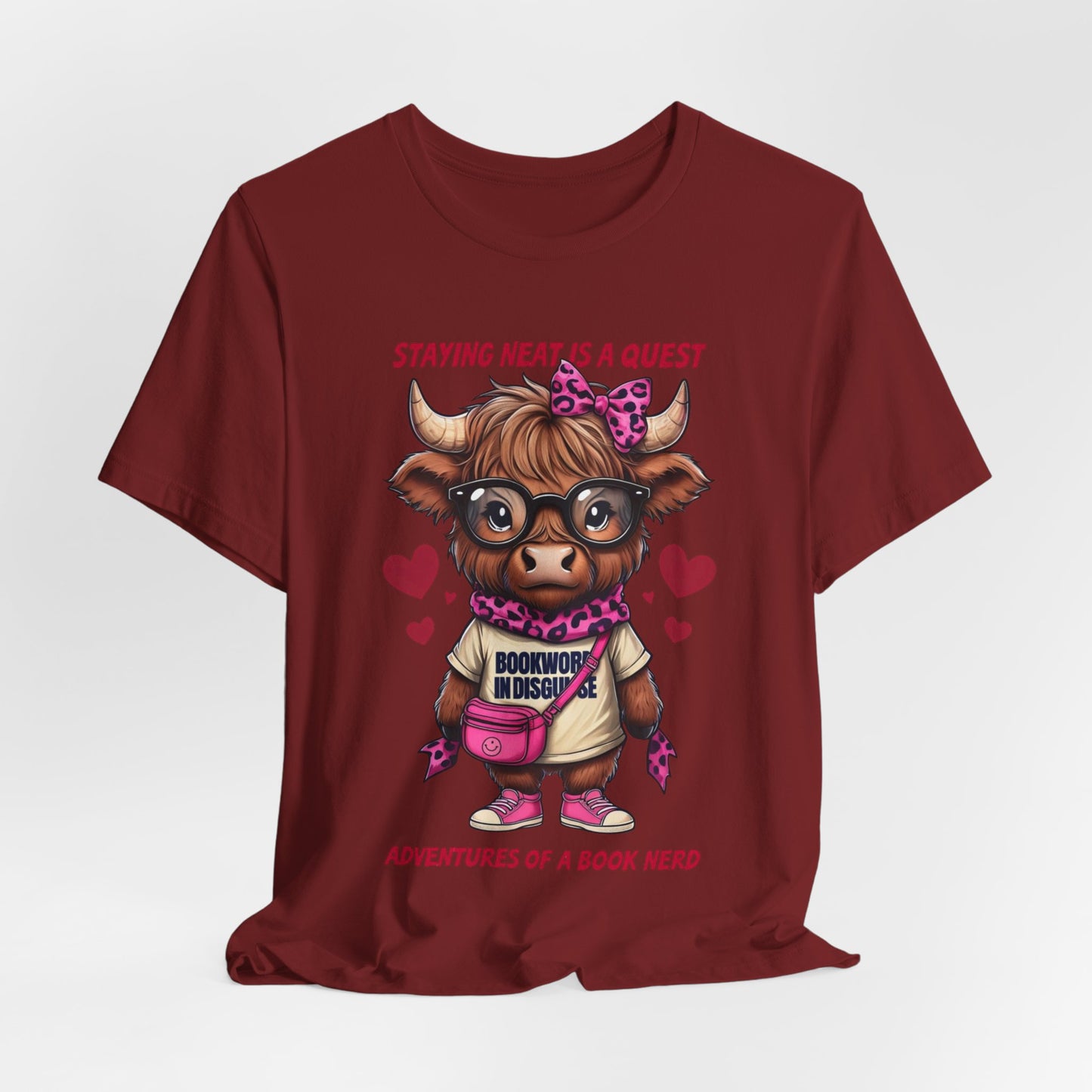 Bookworm Cow Shirr Unisex Tee, Book Nerd Funny T-Shirt, Reading Lover Gift, Novelty Graphic Top, Literature Enthusiast Shirt