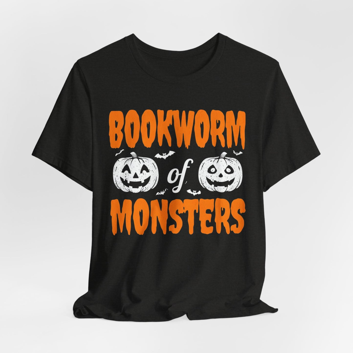 Bookworm of Monsters Halloween Tee, Reading Lover T-Shirt, Unisex Jersey Shirt, Halloween Book Shirt, Monster Lover Gift