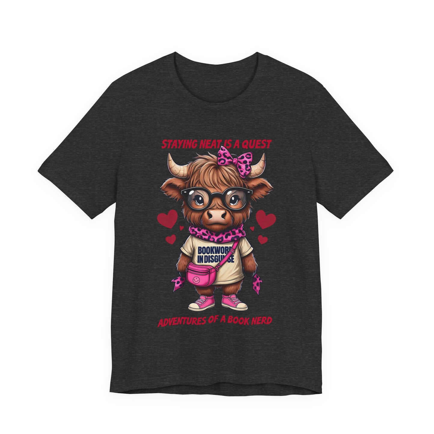 Bookworm Cow Shirr Unisex Tee, Book Nerd Funny T-Shirt, Reading Lover Gift, Novelty Graphic Top, Literature Enthusiast Shirt