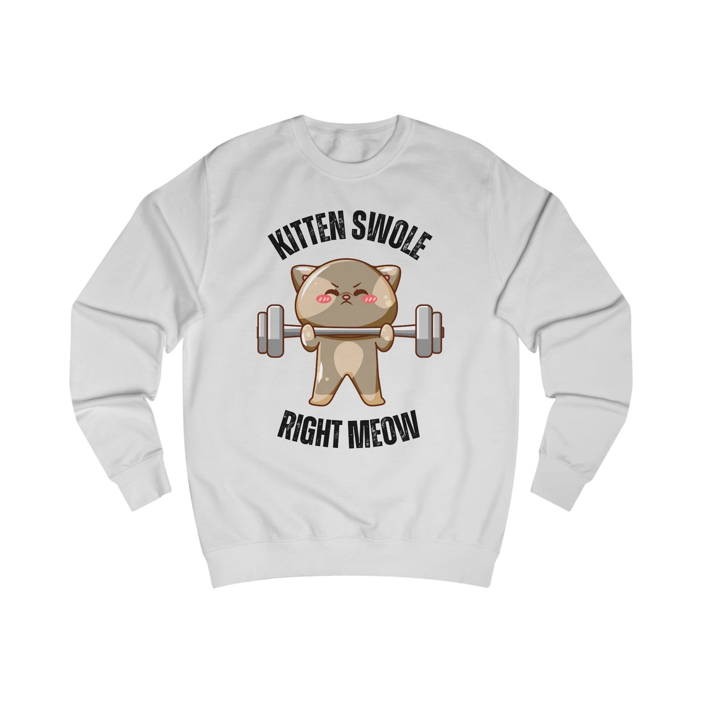 Kitten Swole Right Meow Sweatshirt Funny Cat Pun Sweatshirts Kitty Saying Quote for Gym Lover gifts for Cat Lover Sweatshirt Cute Pullover for Her