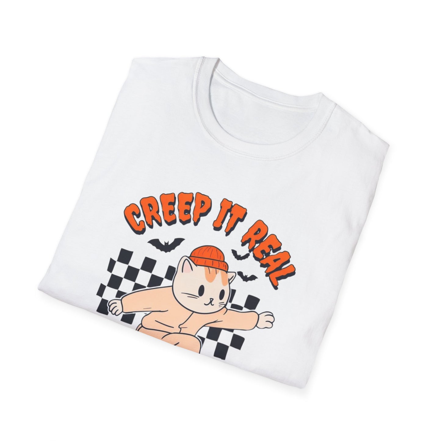 Creep It Real Tshirt Halloween T-shirt Ghost Skateboarding Shirt Halloween T Shirt for Skater gift for Cat Lover gifts Cat Halloween T-shirt