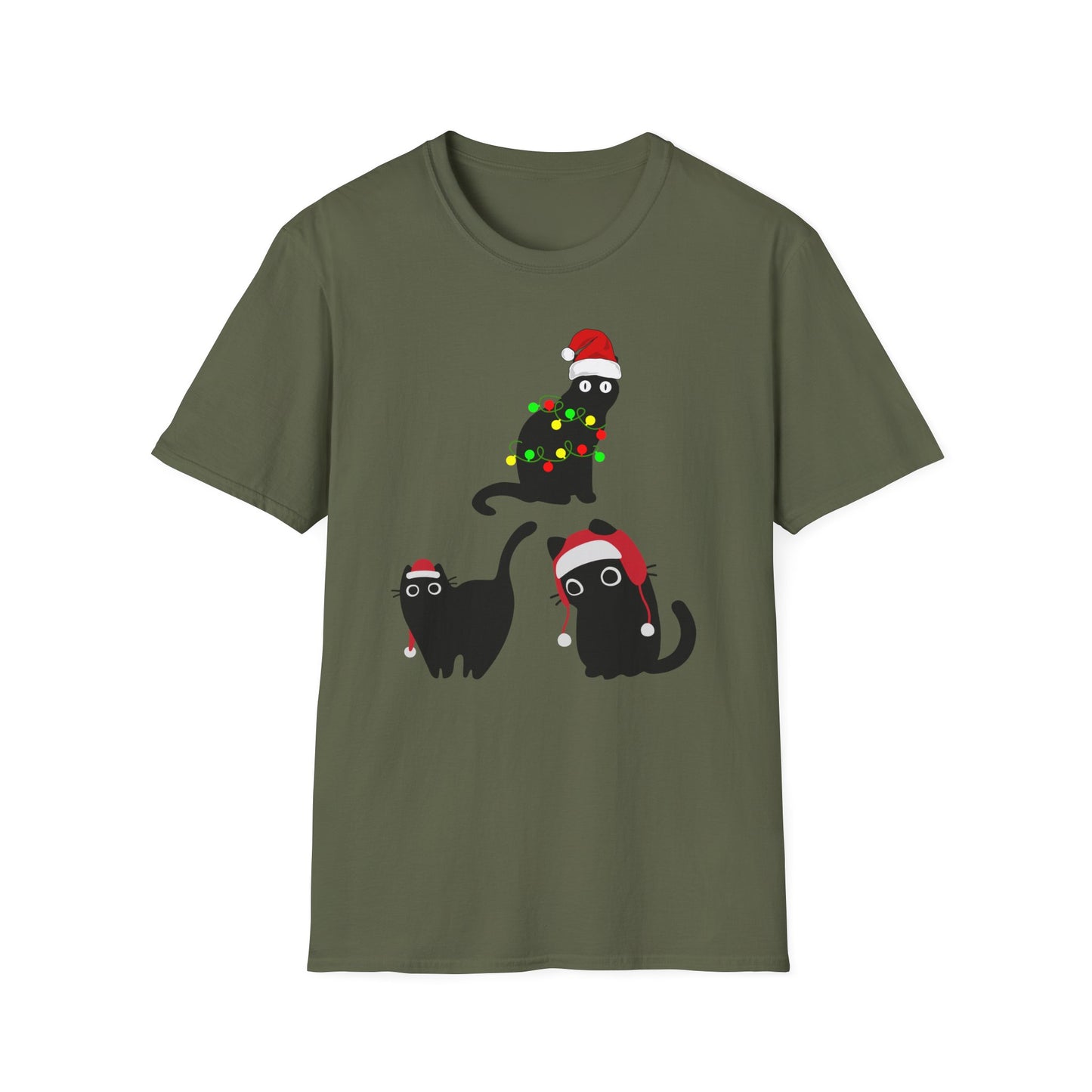 Christmas Cat T-shirt for Black Cat Lover gift for Christmas Kitty Tshirts for Cat Mom present for Christmas T Shirt for Funny Cats Tees