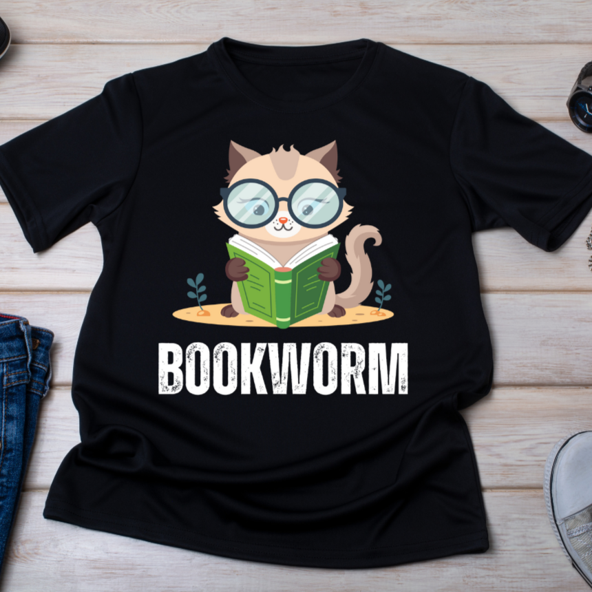 BookWorm T-Shirt for Book Lover gift for Reading Lover gift for Cat Lover gift for Bookworm gift for Cat Lover T Shirt - Cat Reading