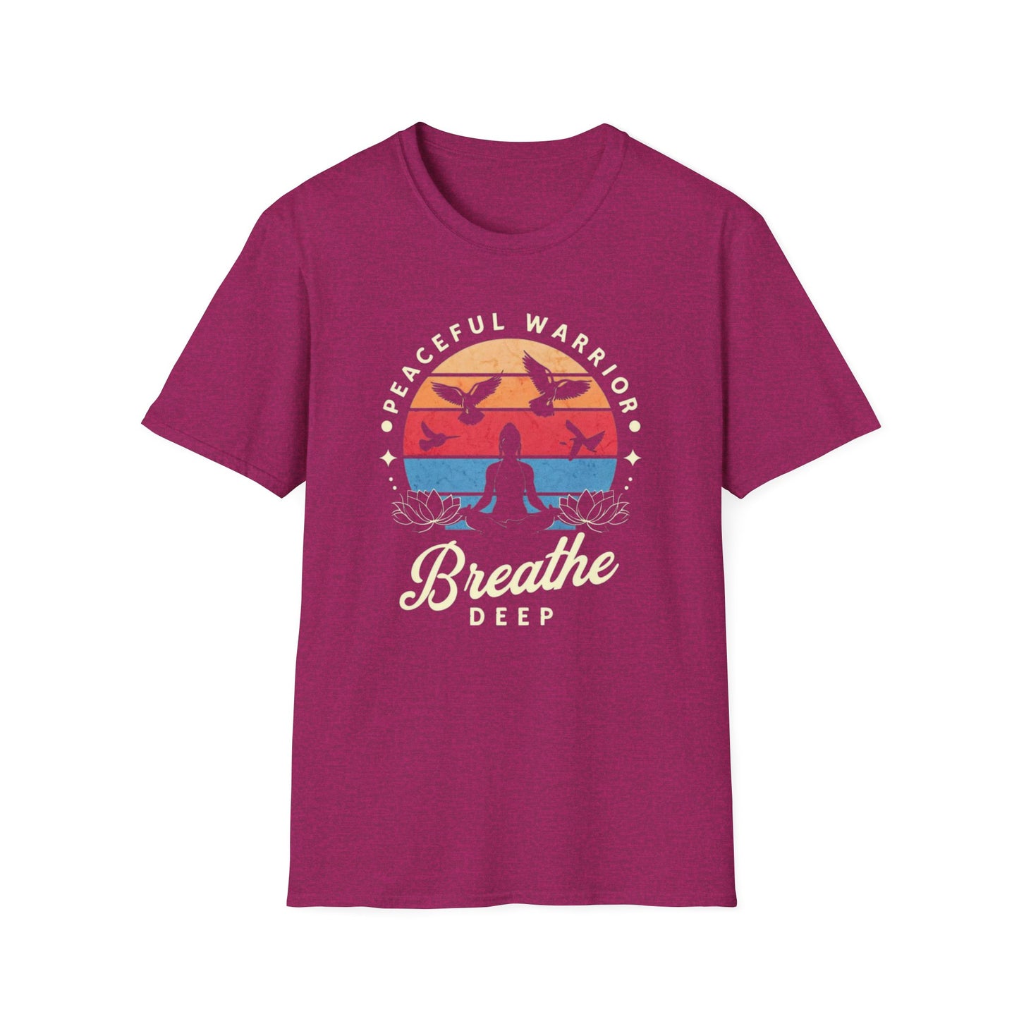 Yoga T Shirt for Yoga Lover gifts for Gym Tshirt Workout Tops for Women gift Peaceful Warrior Tee Breathe Deeply Tee Shirts for Yoga gift