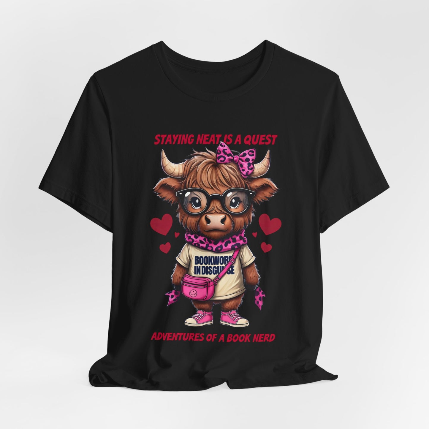 Bookworm Cow Shirr Unisex Tee, Book Nerd Funny T-Shirt, Reading Lover Gift, Novelty Graphic Top, Literature Enthusiast Shirt