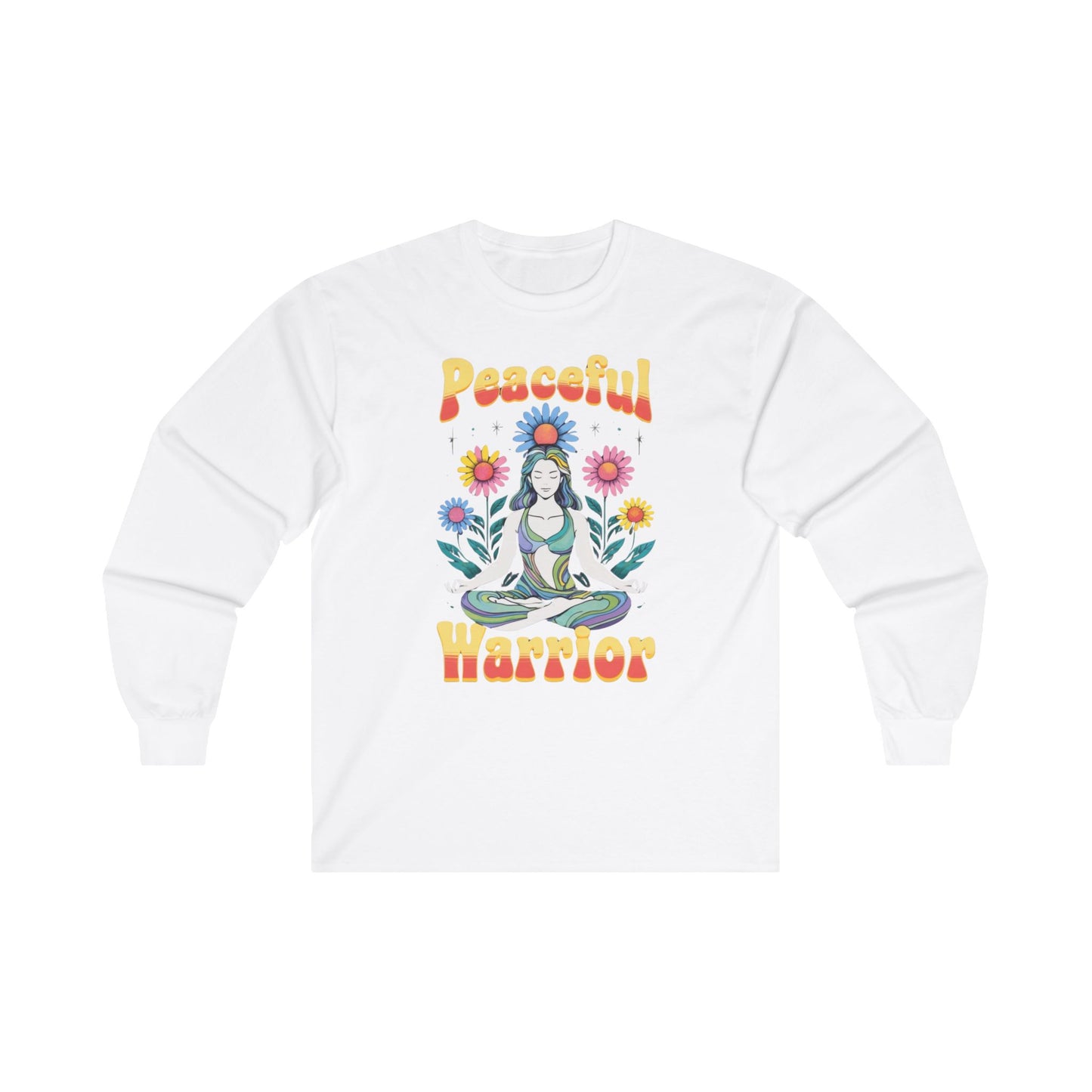 Yoga Workout Top Peaceful Warrior TShirt for Yoga T-shirt for Her gifts for Yogi Long Sleeved Workout Shirt Long Sleeves Gym TShirts for Her